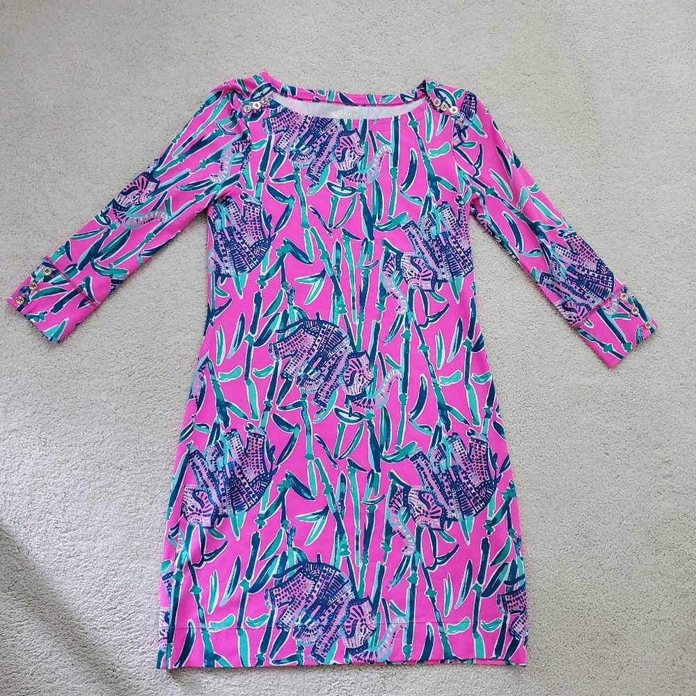 Lilly Pulitzer Sophie Dress Mandevilla Pink Extra Lucky Elephants szXS